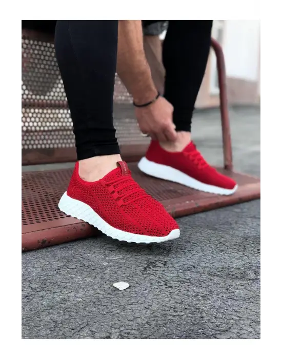 Omarı Kırmızı Erkek Spor Ayakkabı - Hareketli ve Şık Tasarım