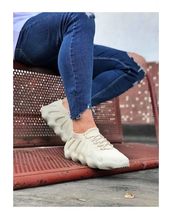 Omarı Rahat Ve Şık Bej Triko Sargı Taban Erkek Ayakkabı