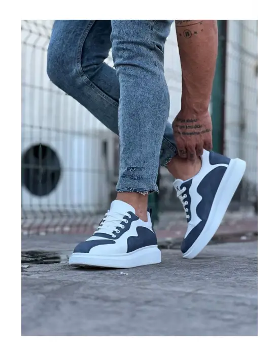 Omarı Trendy Beyaz Mavi Erkek Casual Ayakkabı