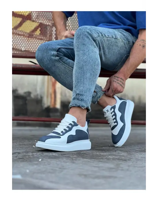 Omarı Trendy Beyaz Mavi Erkek Casual Ayakkabı