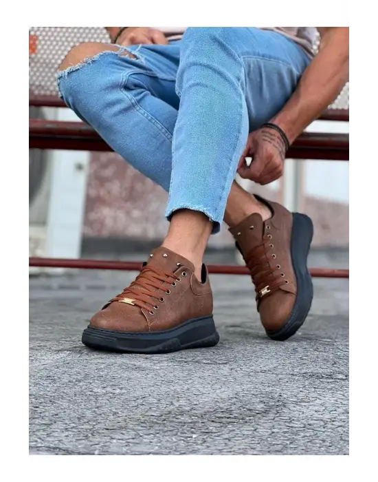 Omarı Elegan Taba Siyah Yüksek Taban Ayakkabı