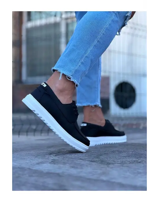 Omarı Siyah Erkek Saraclı Casual Ayakkabı - Rahat ve Şık Tasarım