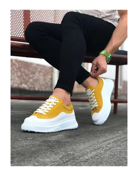 Omarı Beyaz Sarı Erkek Ayakkabı Modası
