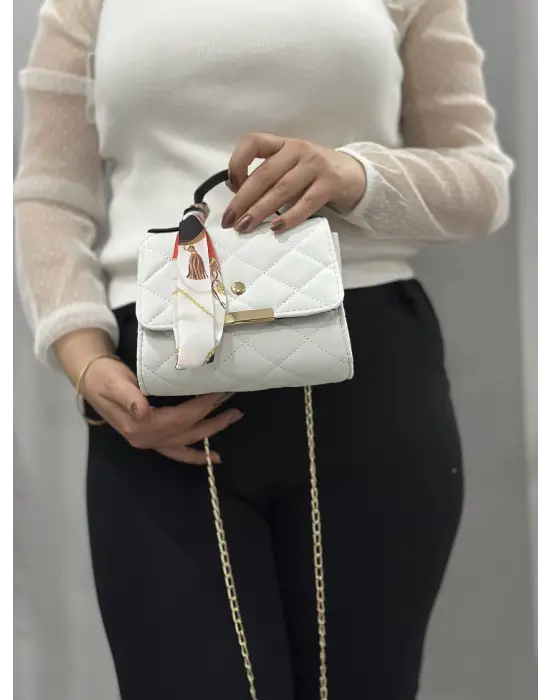 Omarı Elegant Beyaz Deri Çanta