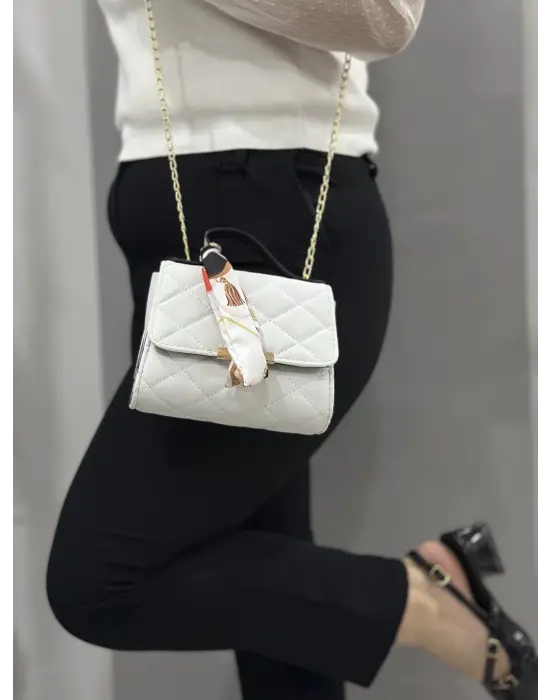 Omarı Elegant Beyaz Deri Çanta