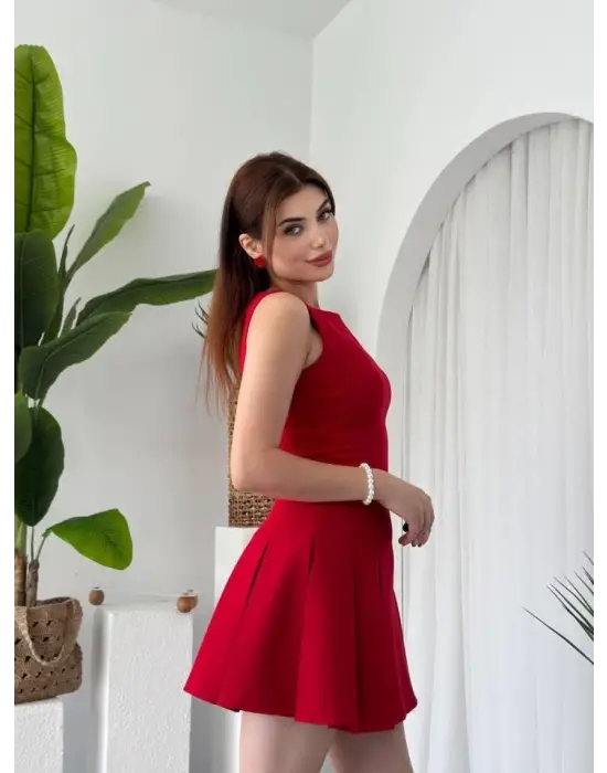 Omarı Çiçek Desenli Mini Elbise