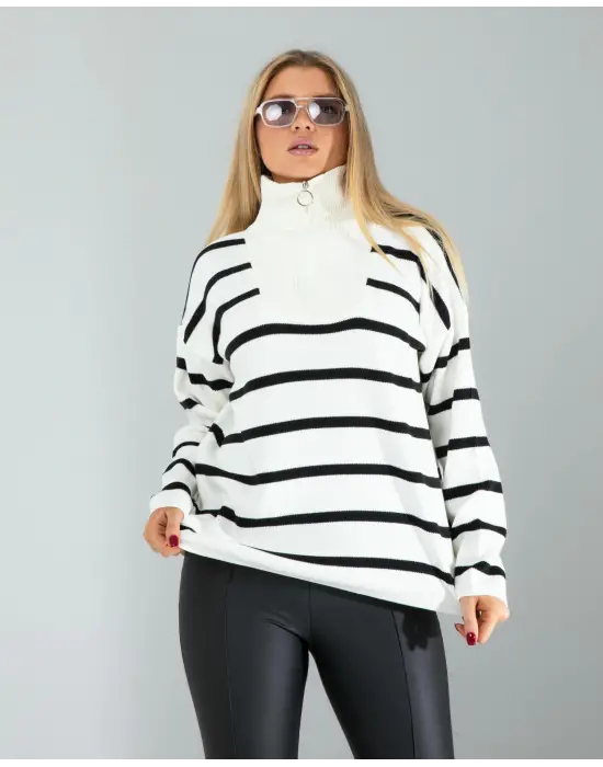 Çizgili Triko Kazak