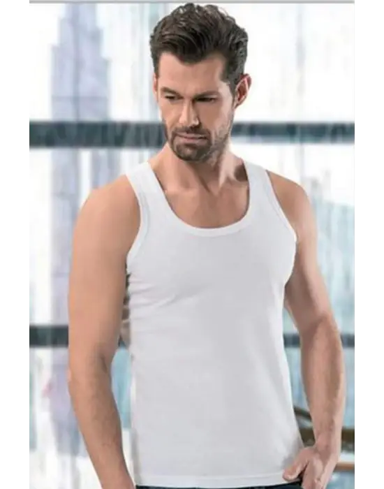 Omarı Hafif ve Konforlu Beyaz Erkek Ribana Atlet