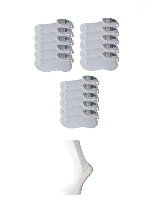 Omarı Invisible White Mens Socks 15-Pack