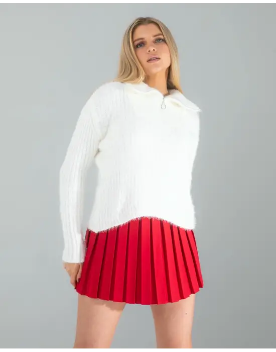 Omarı Fermuarlı Sakal Triko