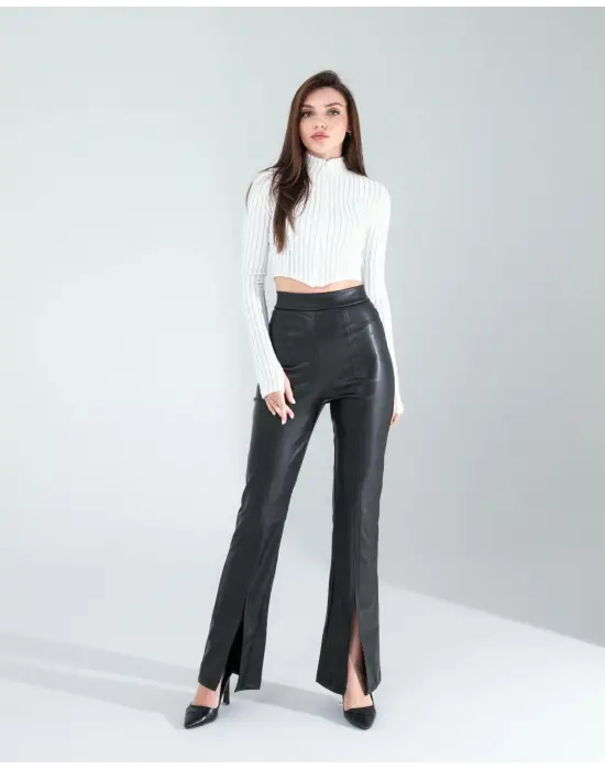 Omarı Fitilli Beyaz Crop Bluz