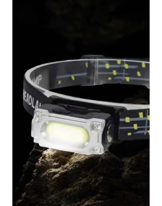 Beyaz Led Işık Sensörlü Kafa Lambası Lityum Batarya Led El Fenerli Şarjlı