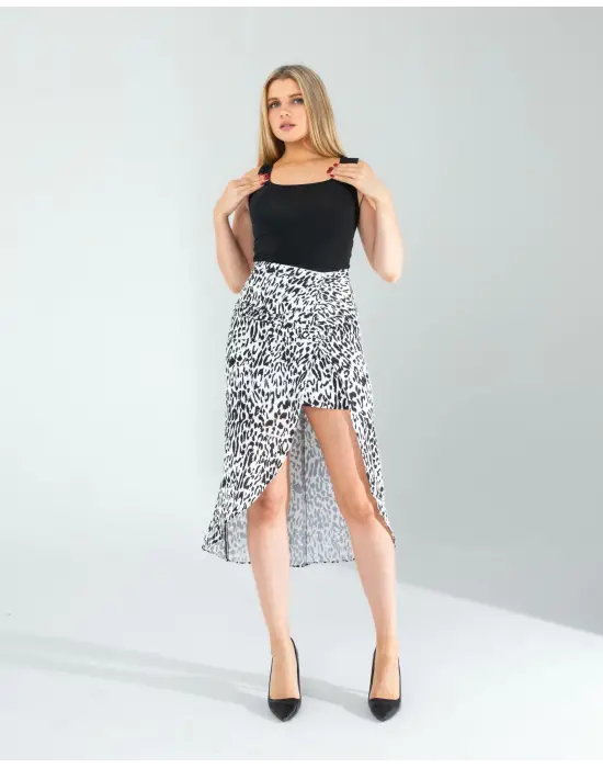 Trend Yandan Büzgülü Saten Etek