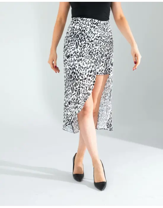 Trend Yandan Büzgülü Saten Etek