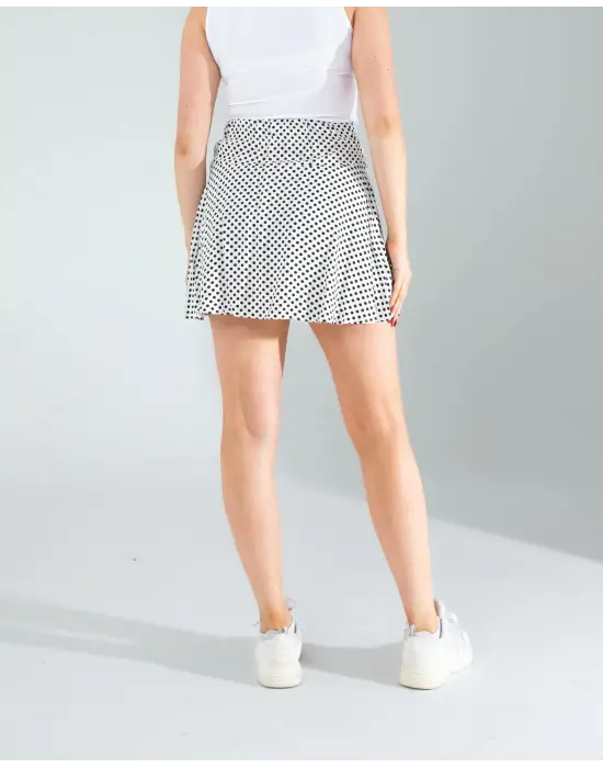 Omarı Mini Puantiyeli Beyaz Şort Etek - Yazın Tarzınızı Tamamlayın