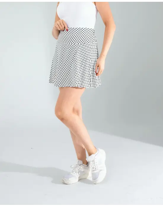 Çarpıcı Mini Puantiye Desenli Etek