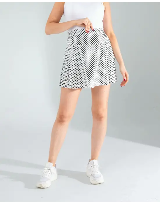 Çarpıcı Mini Puantiye Desenli Etek