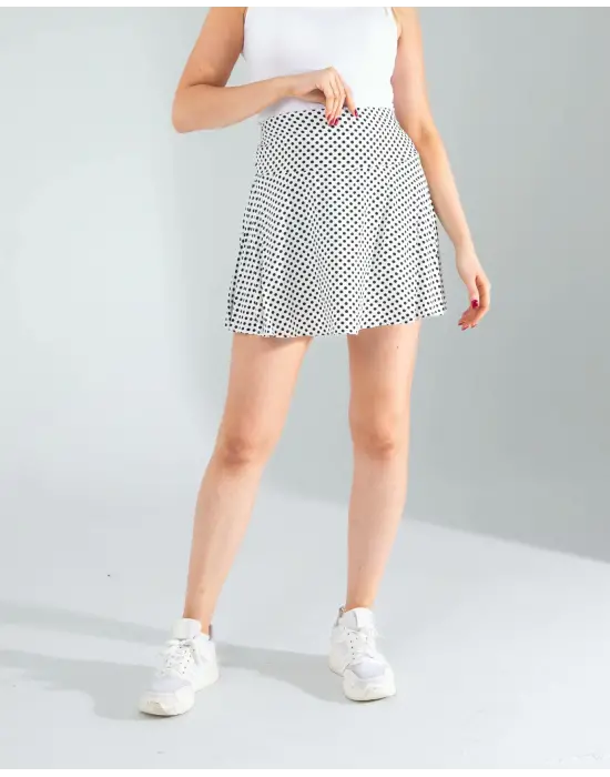 Omarı Mini Puantiyeli Beyaz Şort Etek - Yazın Tarzınızı Tamamlayın