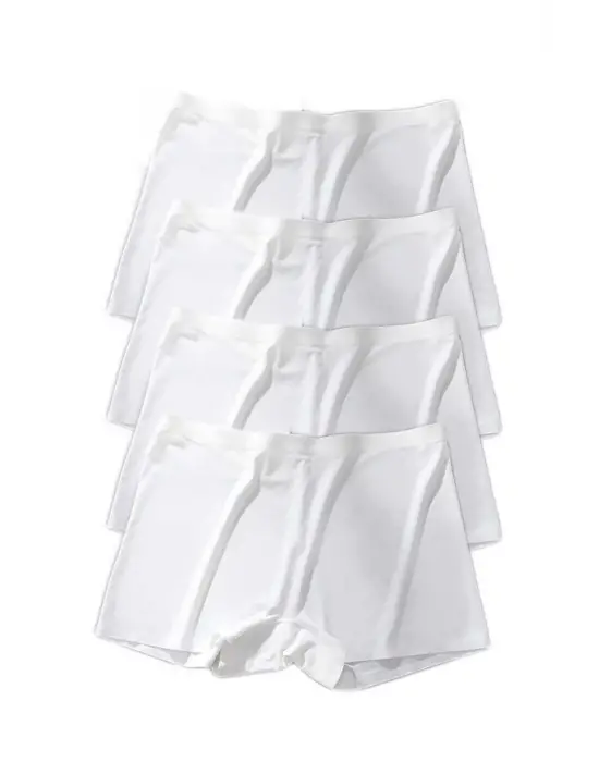 Omarı Dikişsiz Görünmez Mini Şort Boxer - 4 Adet Beyaz