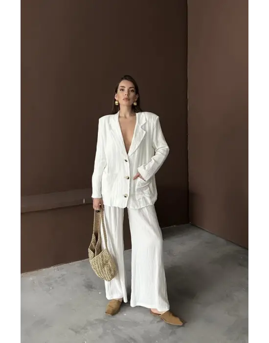 Beyaz Oversize Müslin Takım