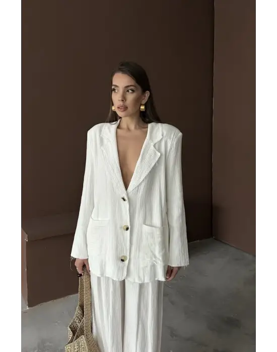 Beyaz Oversize Müslin Takım