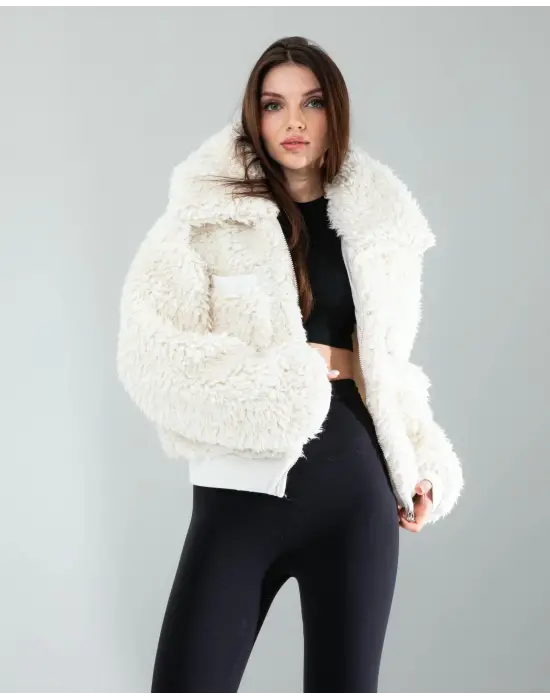 Omarı Yumuşak Peluş Kış Ceketi
