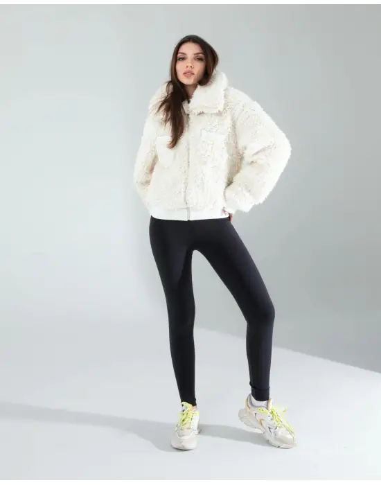 Omarı Yumuşak Peluş Kış Ceketi