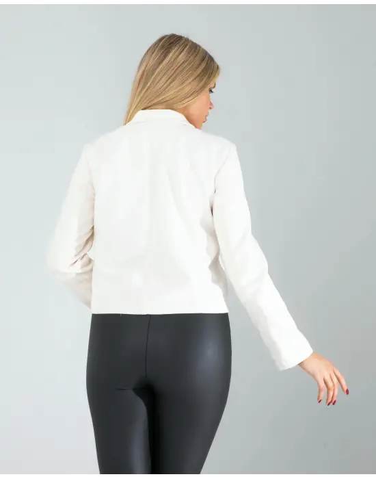 Omarı Modern Beyaz Süet Ceket