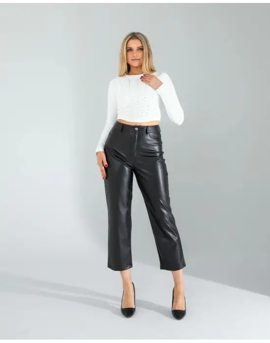 Omarı Beyaz Kristal Detaylı Bayan Body