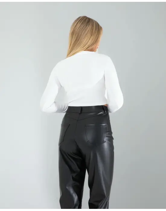 Omarı Beyaz Kristal Detaylı Bayan Body