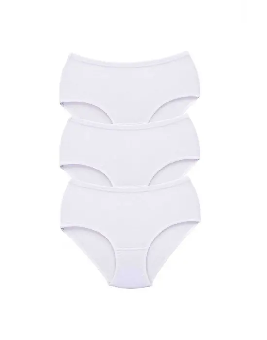 Omarı Yüksek Bel Bato Kalın Lastik Külot Beyaz