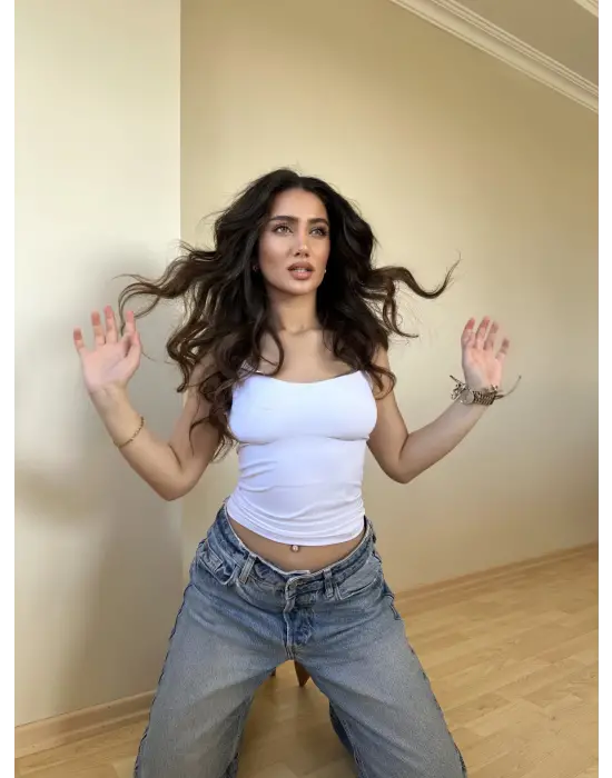 Modern Poliamid İp Askı Bluz