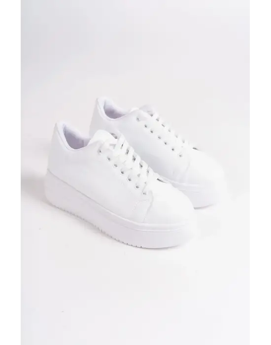 BIANA Bağcıklı Rahat tabanlı ayakkabı Tabaan Bayan Spor tabanlı ayakkabı Spor Ayakkabı  CBT - Beyaz