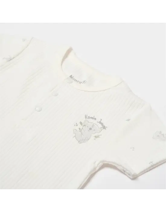 Bibaby Biorganic Koala Jungle Kısa Kol Bebek Body 56972 Gri