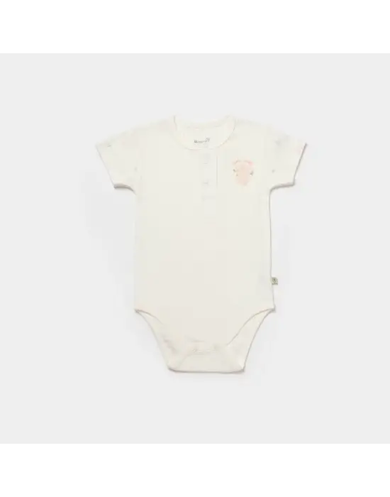 Bibaby Biorganic Koala Jungle Kısa Kol Bebek Body 56972 Pembe