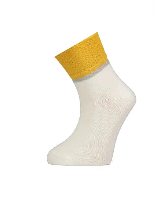 Omarı Organik Pamuklu Yumuşak Kısa Çorap Ekru Renkli