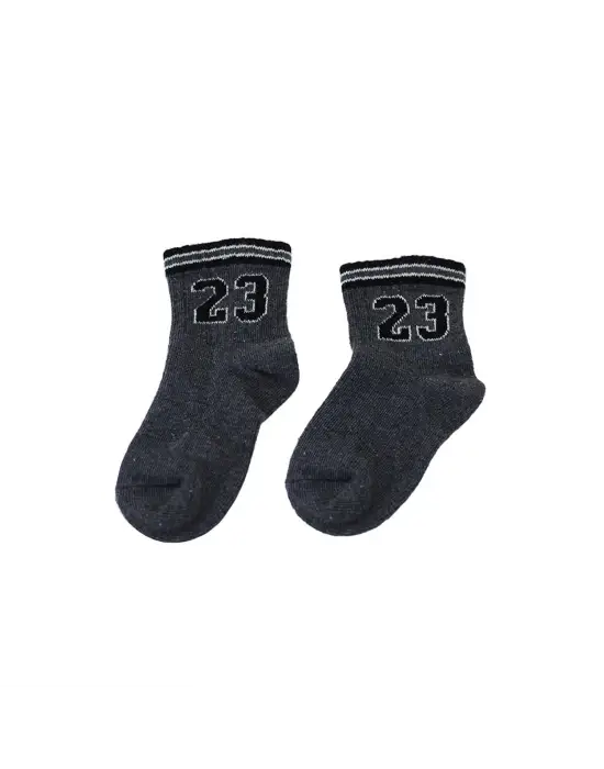 Omarı Organik Pamuklu Kısa Çocuk Çorabı Gri