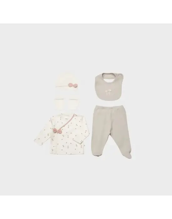 Omarı Doğal Pamuk Hastane Çıkış Seti Bej Tonları Ağırlıklı