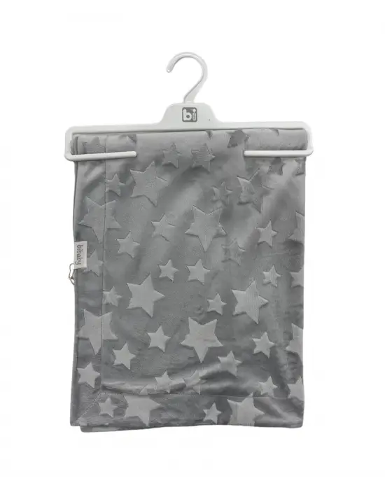 Omarı Yıldız Desenli Gri Battaniye 82x90 cm