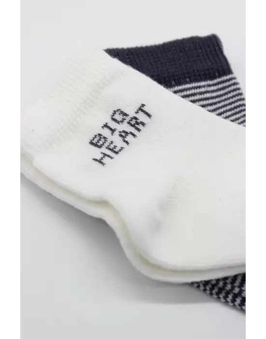 Omarı Heart Patterned Penye Soket Çorap 2li Set - Gri