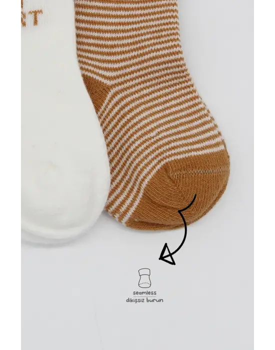 Omarı Yumuşak Penye Soket Çorap Seti - Hardal Tonu