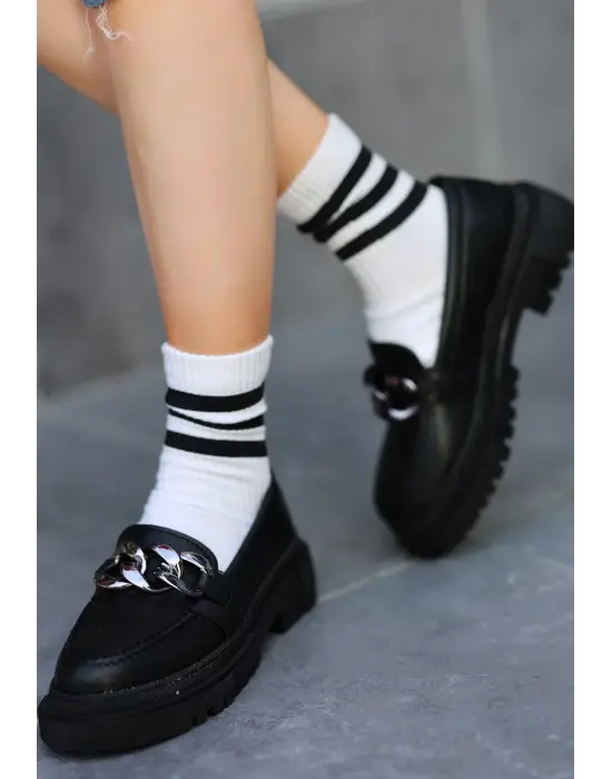 Omarı Şık Siyah Deri Ayakkabı