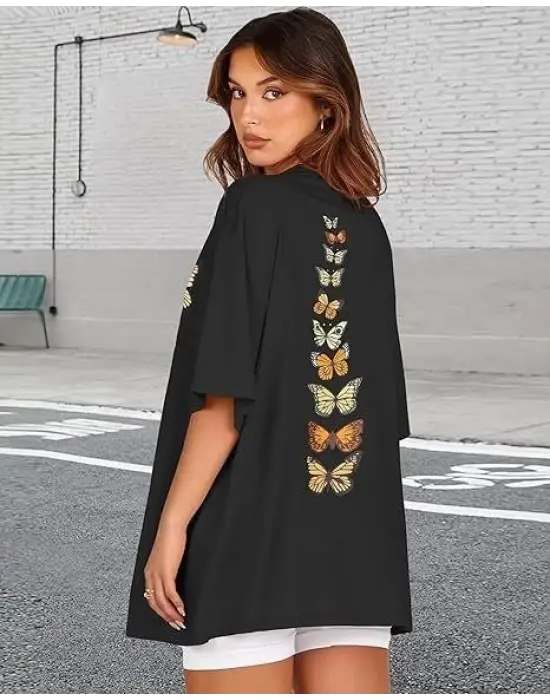 Bisiklet Yaka Baskılı T-shirt - Siyah