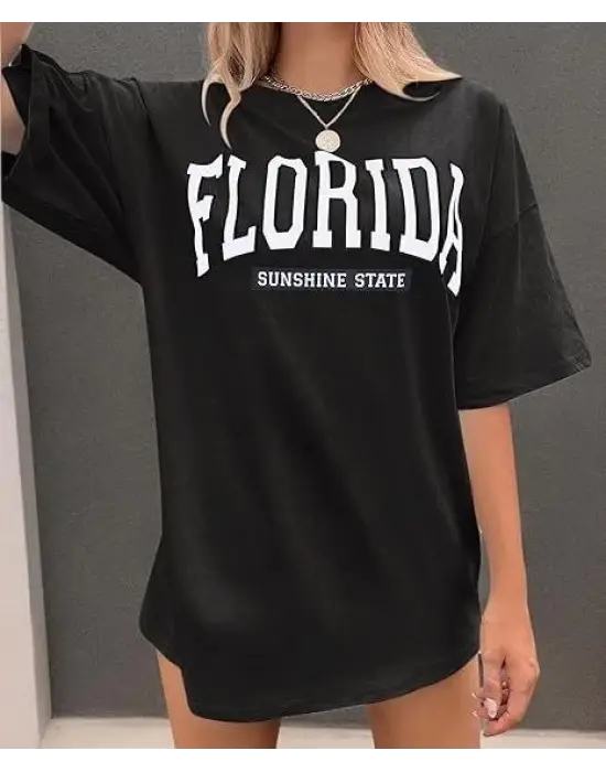 Bisiklet Yaka Baskılı T-shirt - Siyah