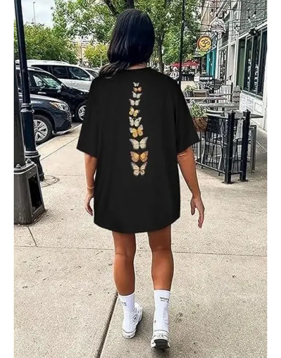 Bisiklet Yaka Baskılı T-shirt - Siyah