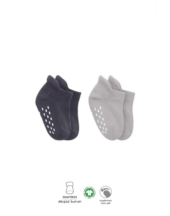 Bistyle 2li Altı Havlu Sneakers Kaymaz Çorap 20501 Gri-antrasit