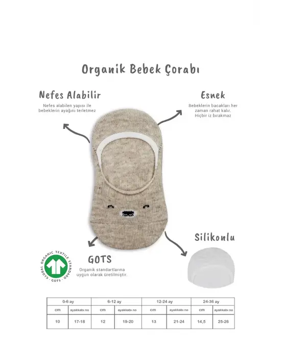 Bistyle 2li Babet Cute Face Penye Çorap 30103 Bej Beyaz