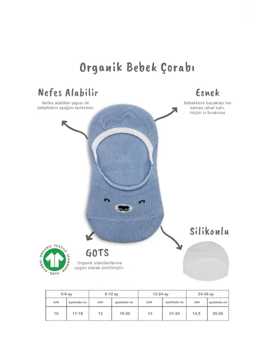 Bistyle 2li Babet Cute Face Penye Çorap 30103 Mavi-beyaz