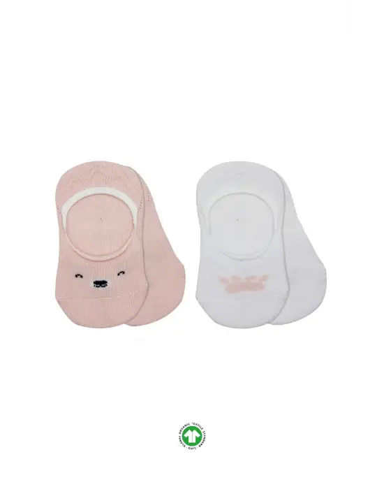 Bistyle 2li Babet Cute Face Penye Çorap 30103 Pembe-beyaz