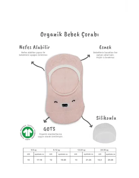 Bistyle 2li Babet Cute Face Penye Çorap 30103 Pembe-beyaz